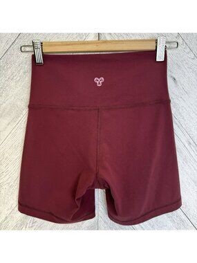 Aritzia TNA TnAction Bike Shorts Womens Small Hi-Rise Burgundy Red 5" Inseam
